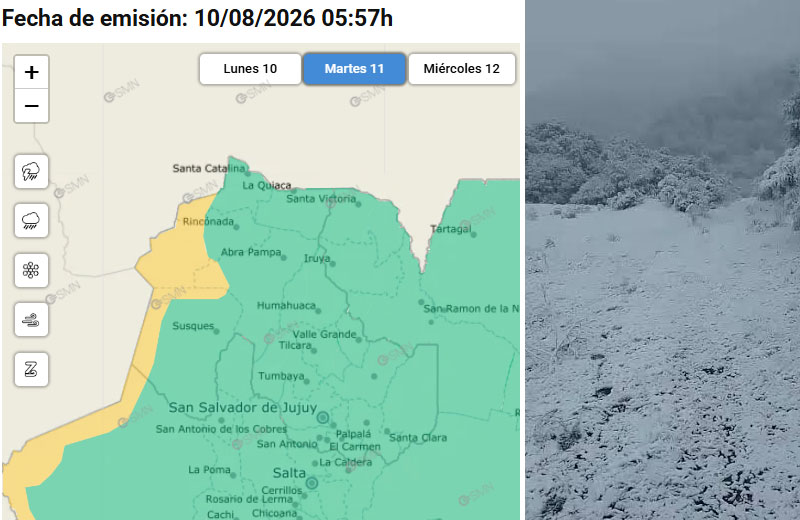 Alerta por nevadas y ráfagas de más de 100 km/h en Jujuy: qué zonas estarán afectadas durante dos días