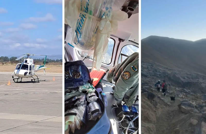 Operativo aéreo en Caspalá: el helicóptero sanitario salvó la vida de una mujer