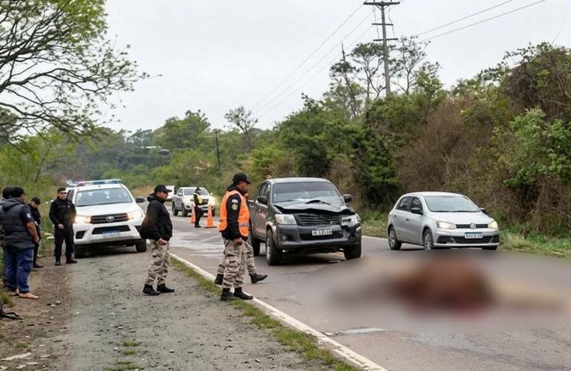 Ruta 9: camioneta chocó contra un caballo en El Ceibal, no hay víctimas fatales