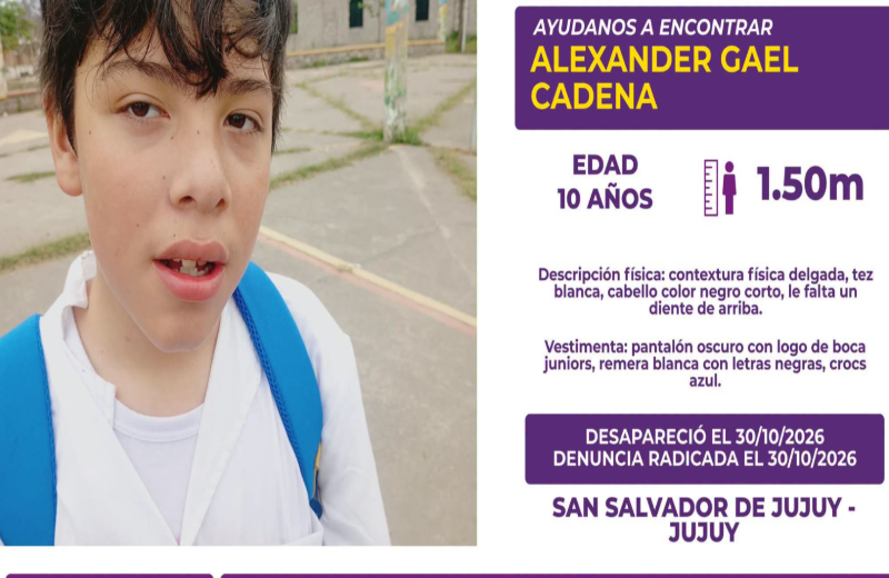 Buscan a un niño de 10 años desaparecido en San Salvador de Jujuy